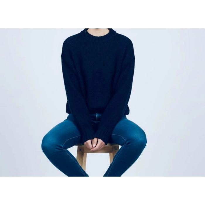 Sıcak Tutan Kışlık | Lacivert Kalın Örgü Kadın Bisiklet Yaka Triko Kazak