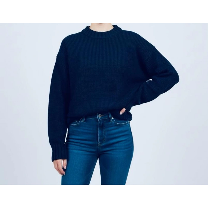 Sıcak Tutan Kışlık | Lacivert Kalın Örgü Kadın Bisiklet Yaka Triko Kazak