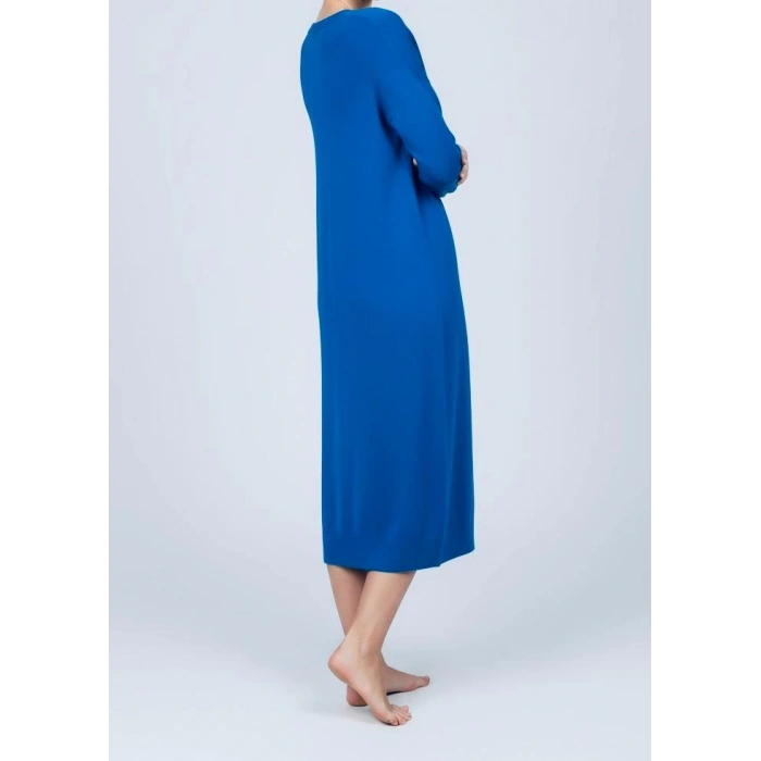 Sıcak Tutan Kışlık | Saks Mavi V Yaka Kadın Triko Hırka Büyük Düğmeli