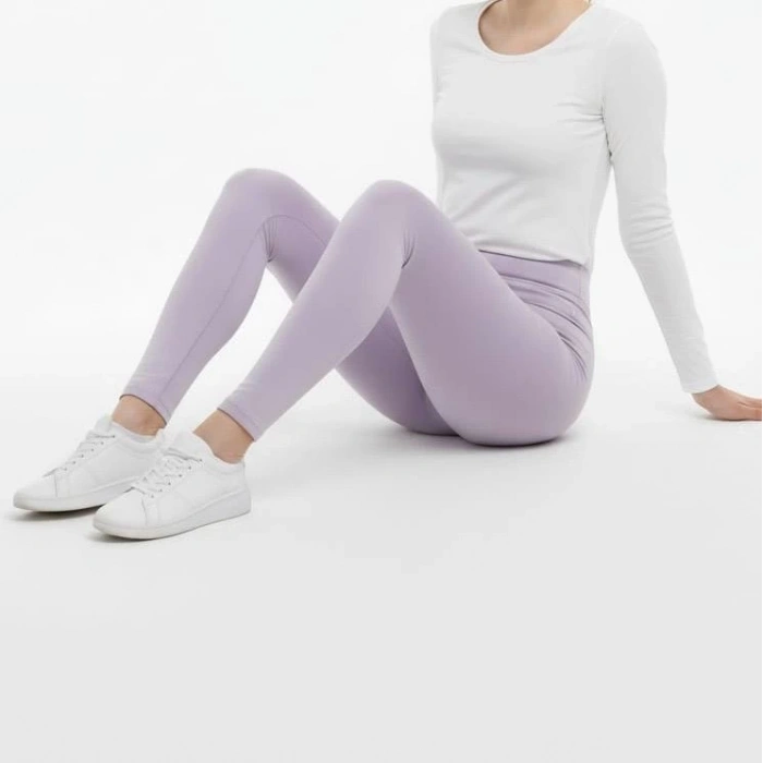 Sıcak Tutan Kışlık | Lila Yüksek Bel Kadın %100 Pamuklu Termal Tayt