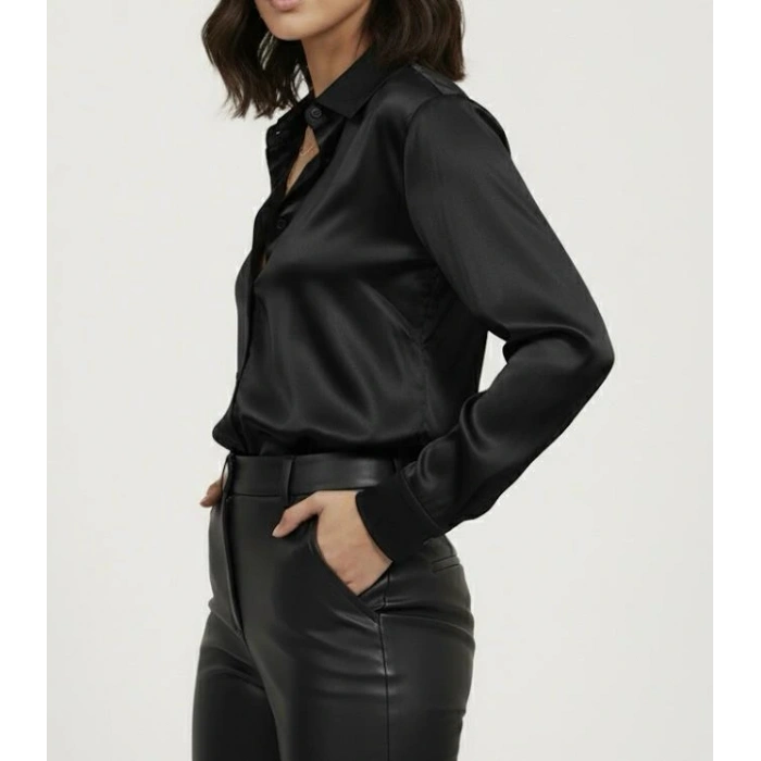 KADIN İPEK TUŞELİ LÜKS SATEN GÖMLEK | Uzun Kollu Şık Mevsimlik Bluz