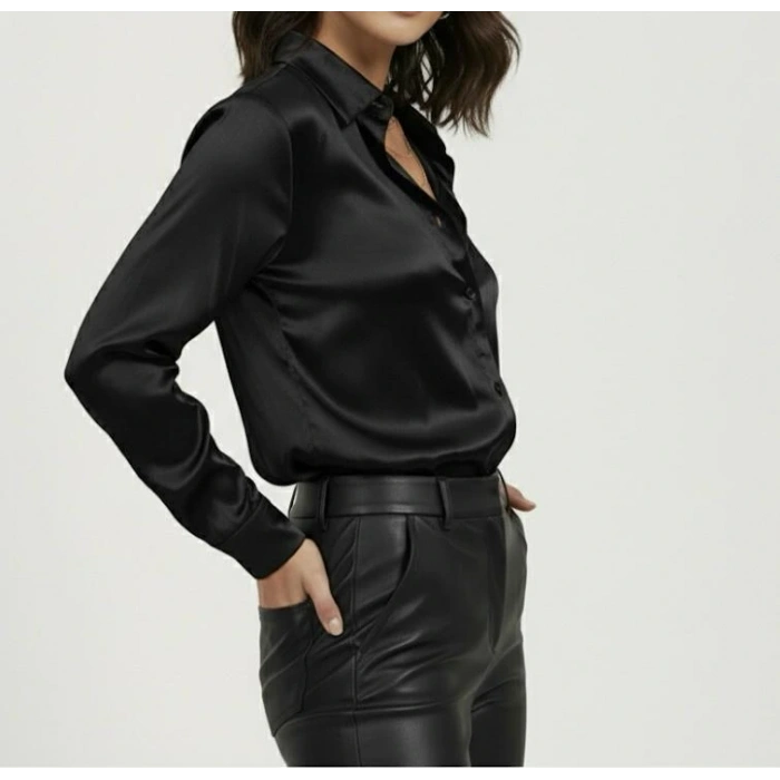 KADIN İPEK TUŞELİ LÜKS SATEN GÖMLEK | Uzun Kollu Şık Mevsimlik Bluz