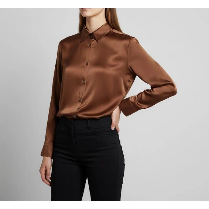 KADIN İPEK TUŞELİ LÜKS SATEN GÖMLEK | Uzun Kollu Şık Mevsimlik Bluz