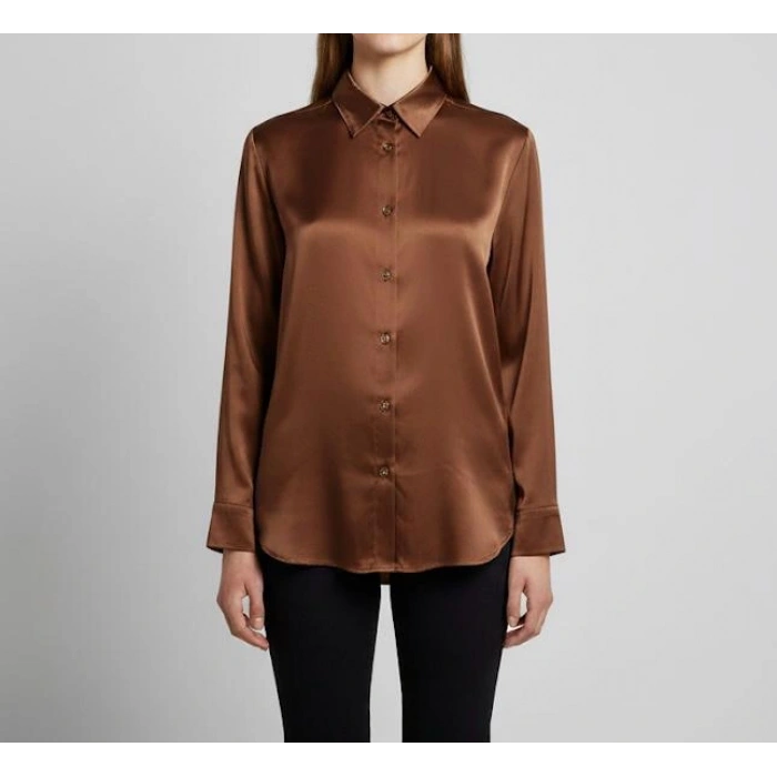 KADIN İPEK TUŞELİ LÜKS SATEN GÖMLEK | Uzun Kollu Şık Mevsimlik Bluz