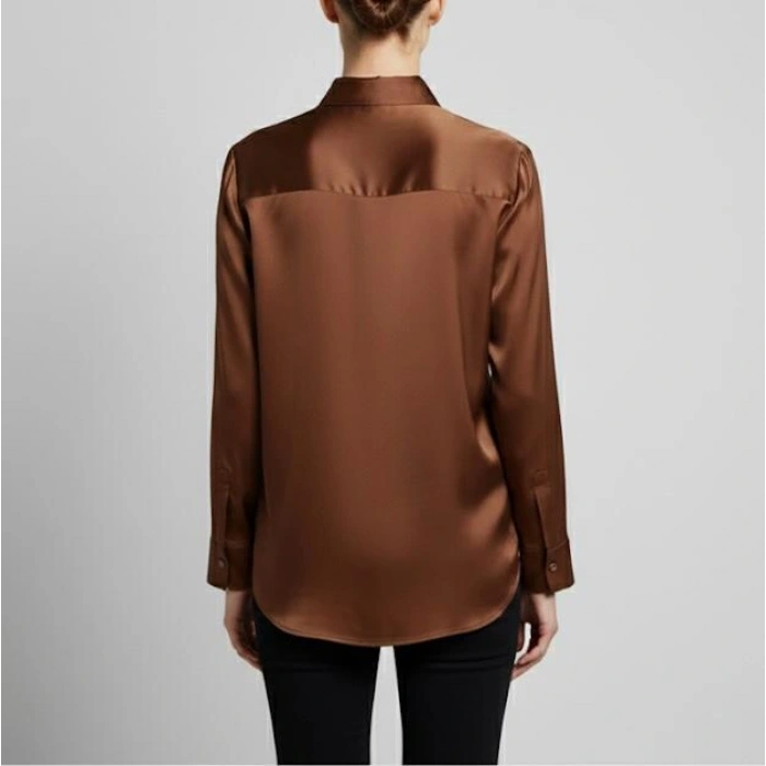 KADIN İPEK TUŞELİ LÜKS SATEN GÖMLEK | Uzun Kollu Şık Mevsimlik Bluz