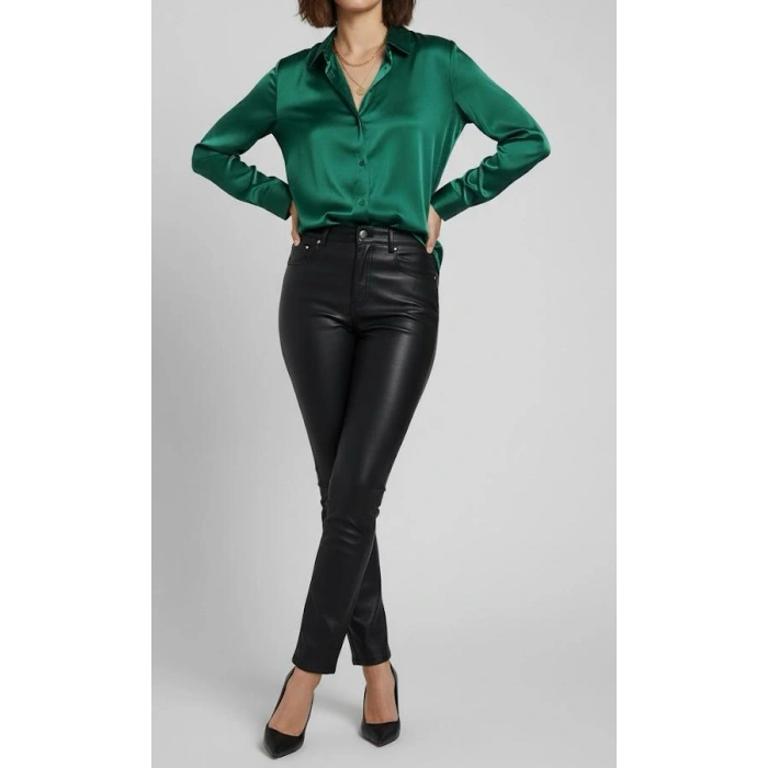 KADIN İPEK TUŞELİ LÜKS SATEN GÖMLEK | Uzun Kollu Şık Mevsimlik Bluz