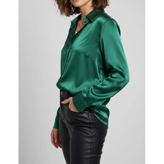 KADIN İPEK TUŞELİ LÜKS SATEN GÖMLEK | Uzun Kollu Şık Mevsimlik Bluz