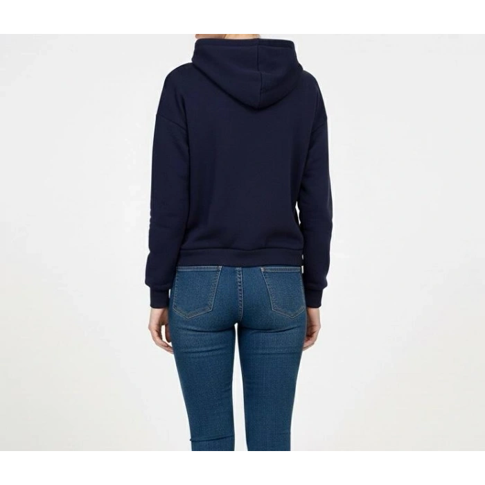 Kadın Kışlık 3 İplik Şardonlu Sıcak Tutan Kapüşonlu Sweatshirt (Hoodie) Ayarlanabilir Bağcıklı Bel Detaylı