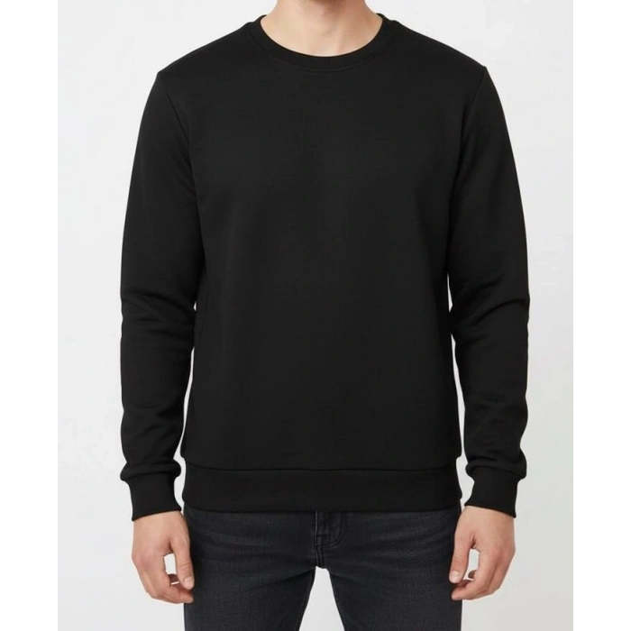 Unisex Şardonlu Kışlık Sweatshirt - Sıcacık Tutan Basic Bisiklet Yaka Kazak