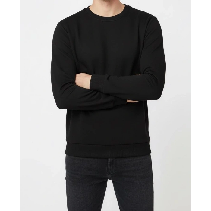 Unisex Şardonlu Kışlık Sweatshirt - Sıcacık Tutan Basic Bisiklet Yaka Kazak