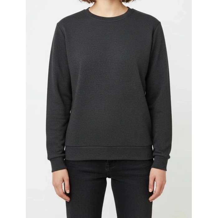 Unisex Şardonlu Kışlık Sweatshirt - Sıcacık Tutan Basic Bisiklet Yaka Kazak