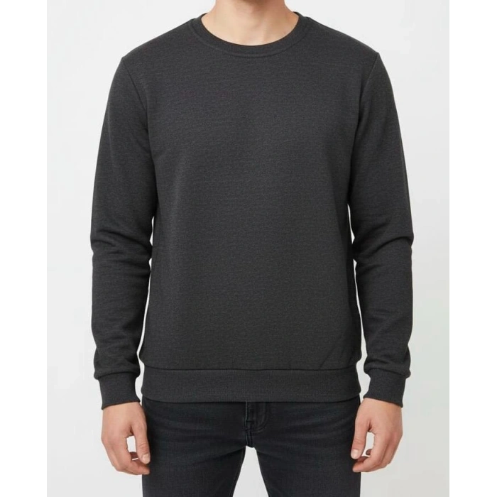 Unisex Şardonlu Kışlık Sweatshirt - Sıcacık Tutan Basic Bisiklet Yaka Kazak