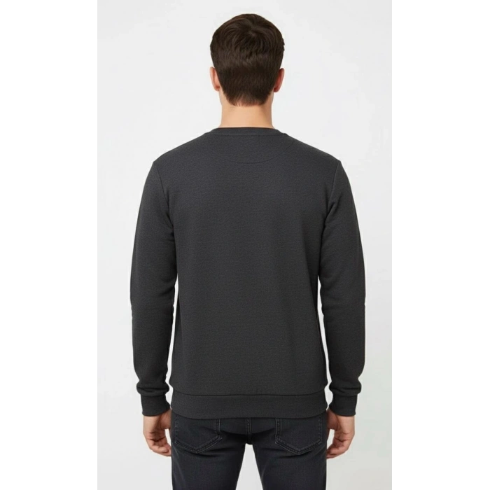 Unisex Şardonlu Kışlık Sweatshirt - Sıcacık Tutan Basic Bisiklet Yaka Kazak