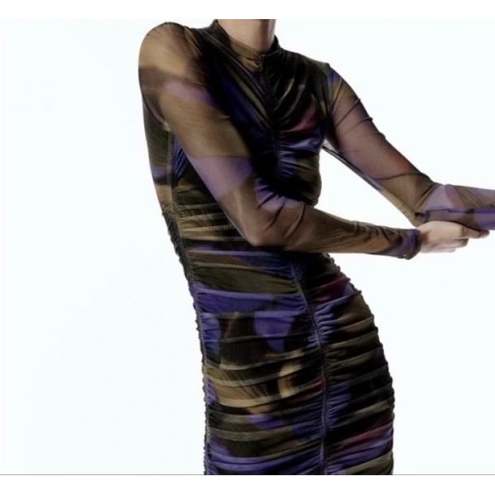 Parti Ruhu | Balıkçı Yaka Büzgülü | Mini Elbise