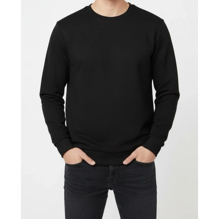 Unisex Şardonlu Kışlık Sweatshirt - Sıcacık Tutan Basic Bisiklet Yaka Kazak