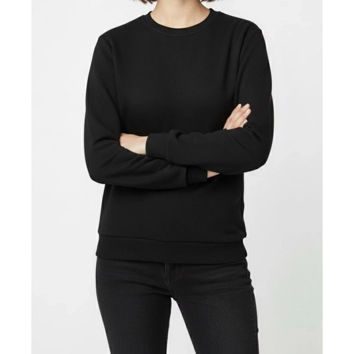 Unisex Şardonlu Kışlık Sweatshirt - Sıcacık Tutan Basic Bisiklet Yaka Kazak