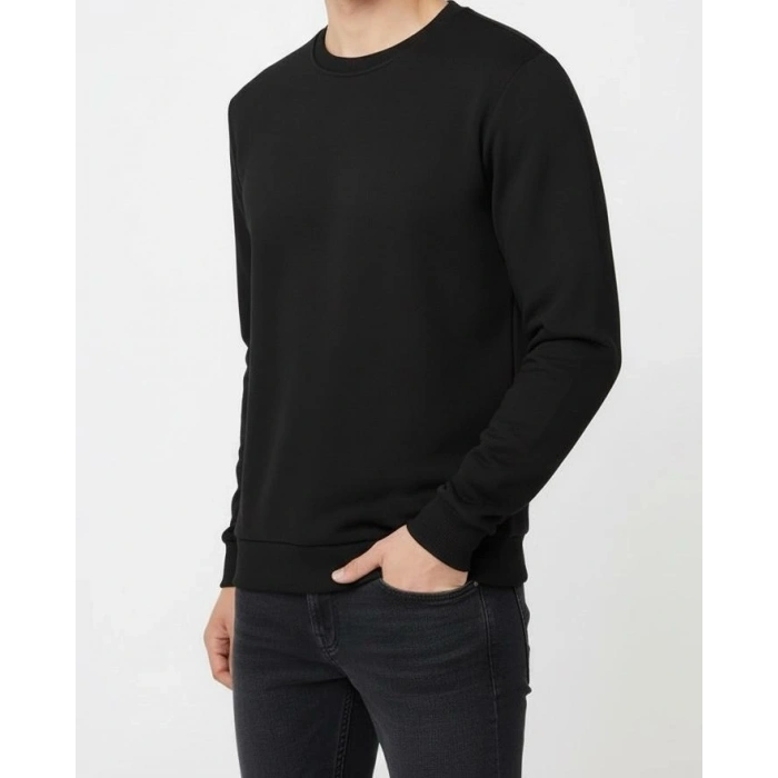 Unisex Şardonlu Kışlık Sweatshirt - Sıcacık Tutan Basic Bisiklet Yaka Kazak
