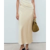 Kadın Saten Midi Etek | Lastikli Bel, Yüksek Bel, Kemersiz | Şık ve Rahat A Kesim