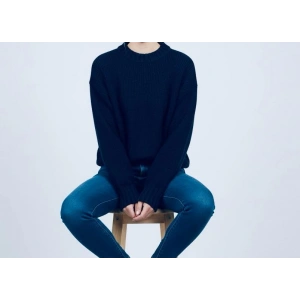 Sıcak Tutan Kışlık | Lacivert Kalın Örgü Kadın Bisiklet Yaka Triko Kazak