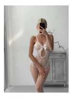 Bridal Dantel Detaylı Beyaz Vücut Çorabı