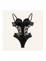 Siyah Dantel Detaylı Destekli Bodysuit