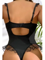 Siyah Önü Bağcıklı Fantezi Bodysuit