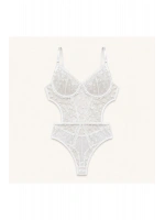 Kalp İşlemeli Transparan Dantel Bodysuit