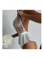 Dantel Detaylı Transparan Tül Bodysuit