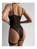 Balenli Dantel Bodysuit Sabahlık ve File Çoraplı Takım