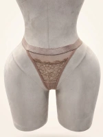 Lace Desire Çiçek Dantelli Kalın Bant Detaylı Külot - Vizon