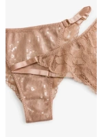 Glimmer Lace Payet Detaylı Ayarlanabilir Askılı Külot - Vizon