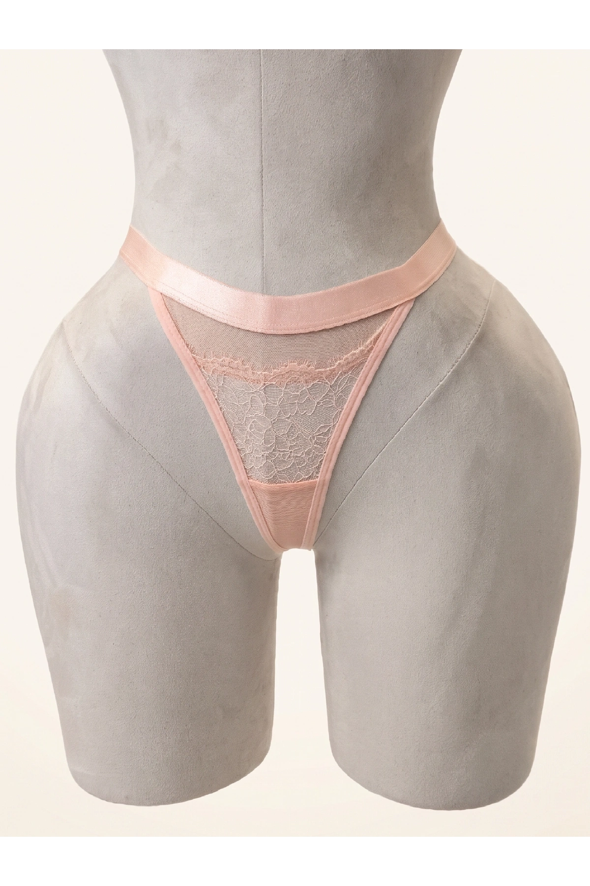 Lace Desire Çiçek Dantelli Kalın Bant Detaylı Külot - Vizon