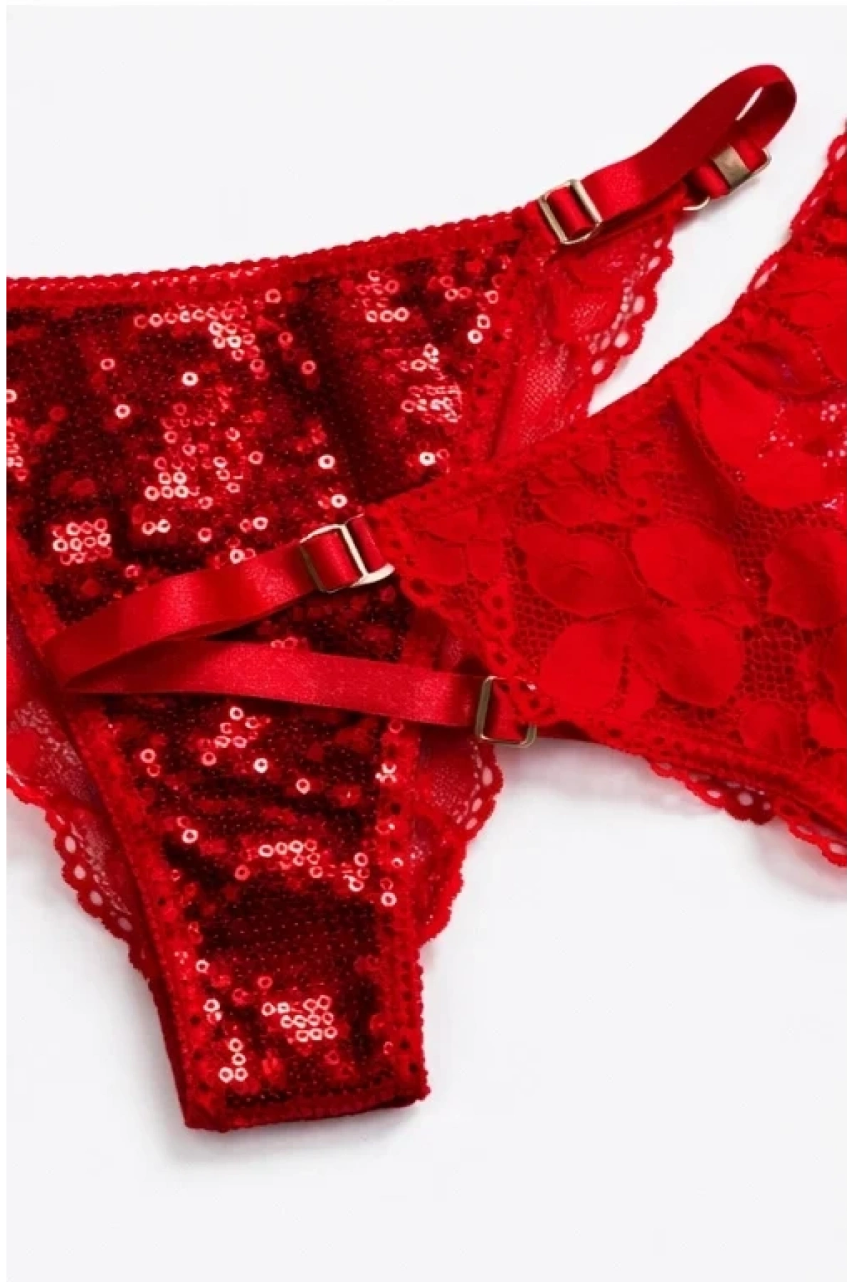 Glimmer Lace Payet Detaylı Ayarlanabilir Askılı Külot - Kırmızı