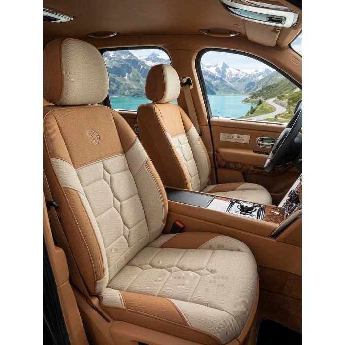 Volkswagen Caddy Araca Özel VIP Koltuk Kılıfı - Elite Taba Tay Tüyü - Arka 2+1 Tam Uyumlu