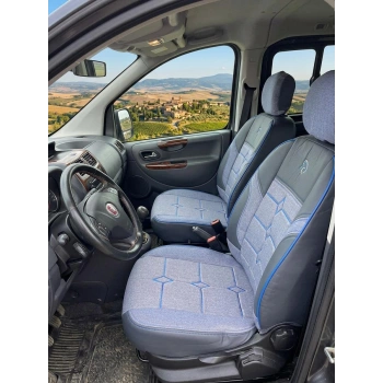 Fiat Linea (Actual-Pop) Araca Özel Lüks Keten Kılıf - İndigo Mavisi - Arka Bütün Koltuk Birebir Uyumlu