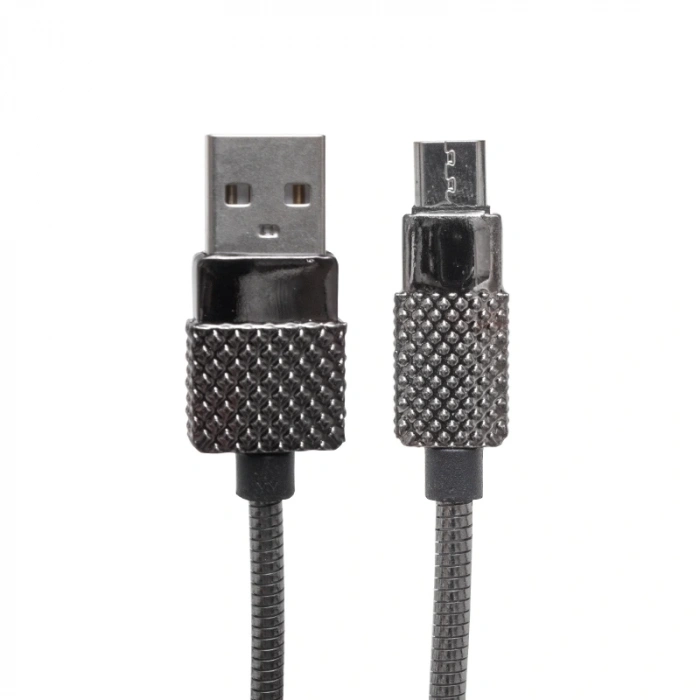 3 AMPER METAL YAYLI MICRO USB DATA VE ŞARJ KABLOSU 1 METRE (5047)