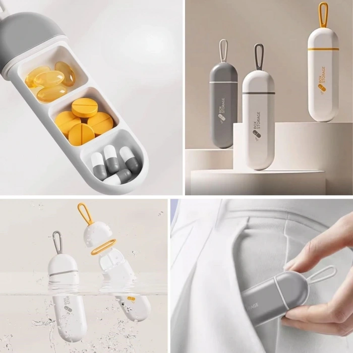 3 Bölmeli Taşınabilir Seyahat Tipi Hap Saklama Kutusu İlaç Saklama Kutusu (5047)