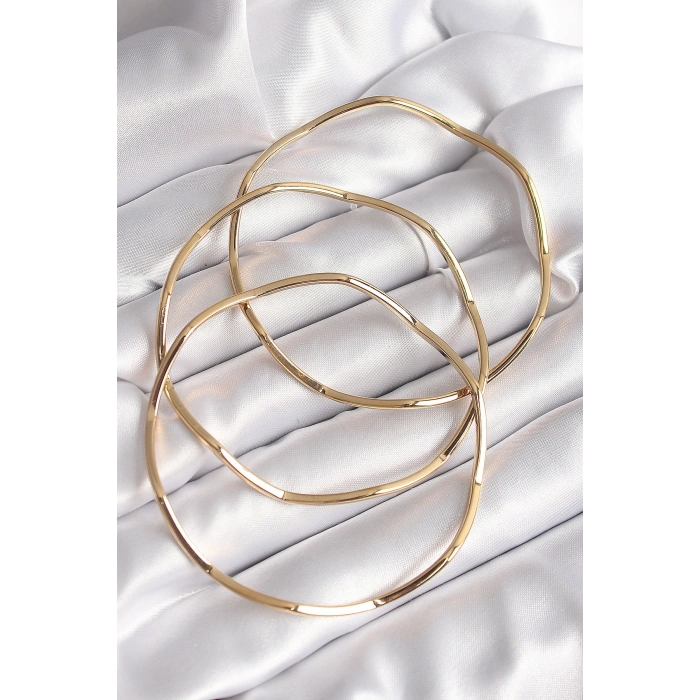 316L Çelik Gold Renk 65 mm Zikzak Model Ajda Bilezik