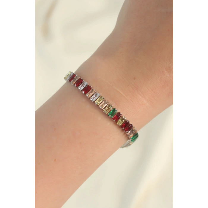 316L Çelik Gümüş Renk Renkli Su Yolu Tasarımlı Bileklik