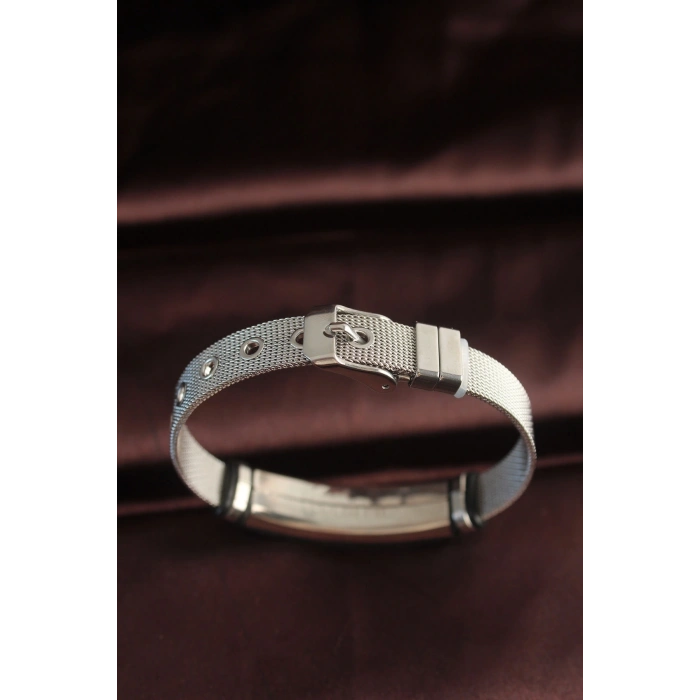 316L Çelik Siyah Desenli Ayarlanabilir Hasır Kordonlu Bileklik