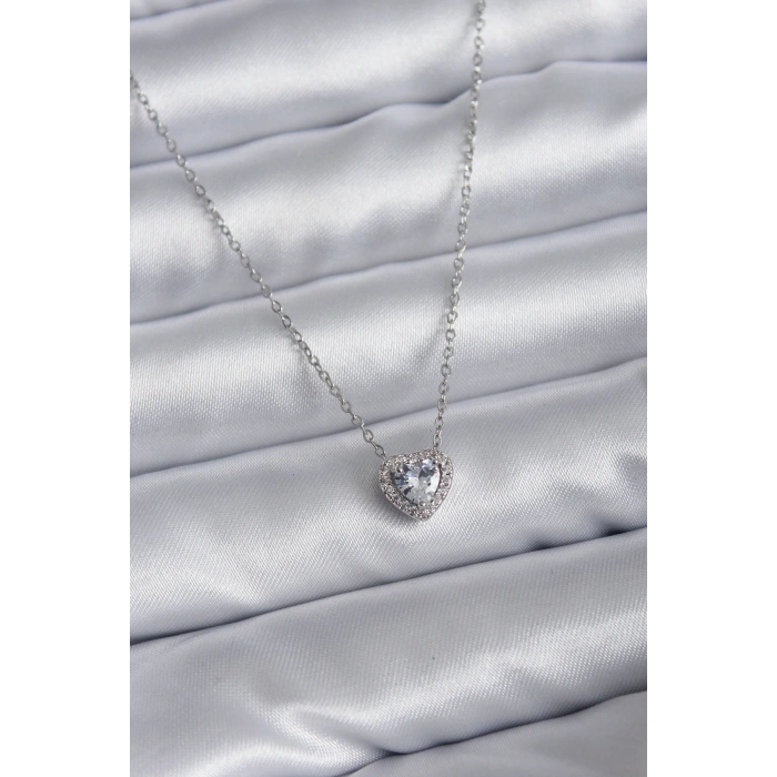 316L Çelik Zincir Zirkon Taşlı Charm Kadın Kolye