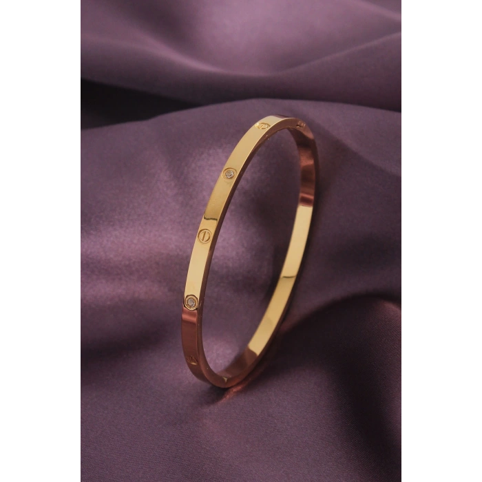 316L Çelik Zirkon Taş Detay Kadın Kelepçe