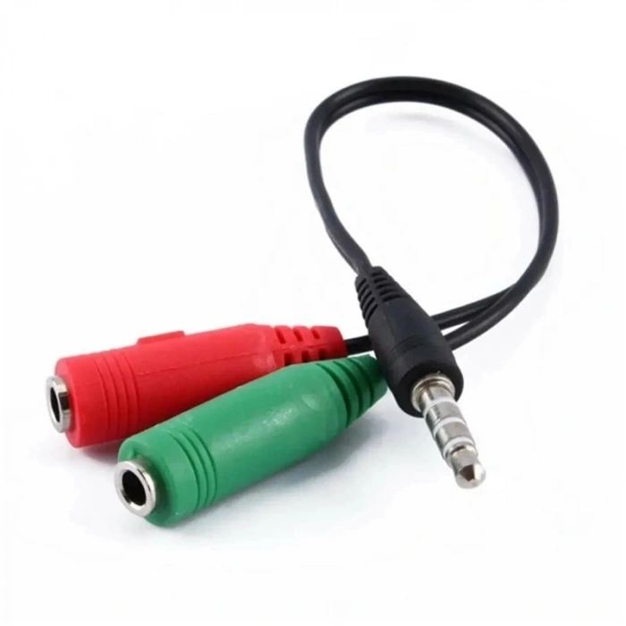 3.5 MM STEREO ERKEK KULAKLIK 3 ÇİZGİLİ + 2 X STEREO DİŞİ MİKROFON HOPARLÖR ÇOKLAYICI KABLO (5047)