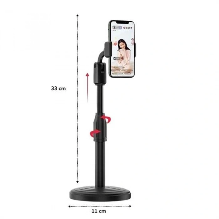 360 Derece Döndürülebilir Masaüstü Teleskopik Telefon Standı Çok Fonksiyonlu Telefon Tutucu (5047)