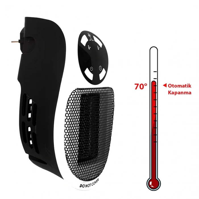 500 WATT PRİZ TİPİ UZAKTAN KUMANDALI TAŞINABİLİR ISITICI (ZAMANLAYICI) (OM-1211) (5047)