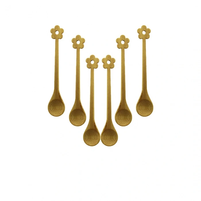 6 PCS   MİNİ   BAMBU AHŞAP KAŞIK   14.5CM (5047)