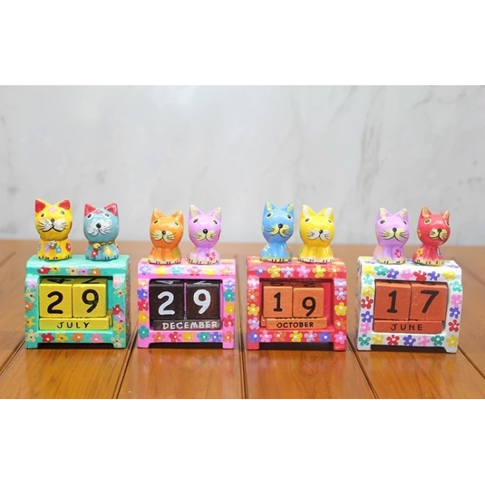 Ahşap Kedili Takvim Polos-23