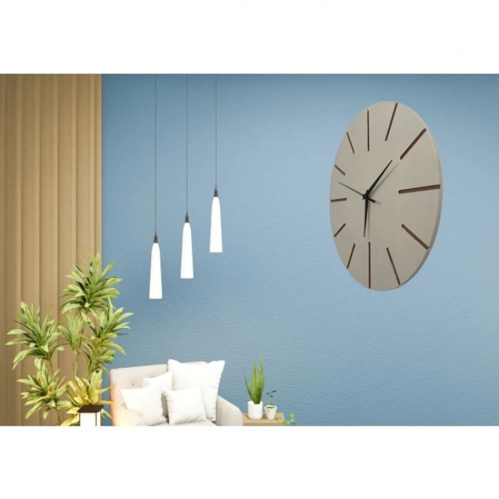 Ahşap Minimal Dekoratif Duvar Saati - 33x33 cm Krem