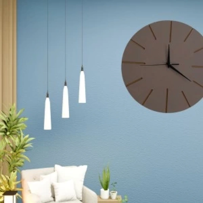 Ahşap Minimal Dekoratif Duvar Saati - 33x33 cm Vizon