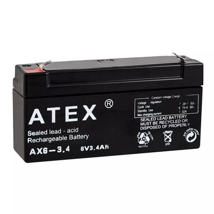 ATEX AX6-3.4 6 VOLT - 3.4 AMPER YATIK AKÜ (12.5X6X3CM) (5047)